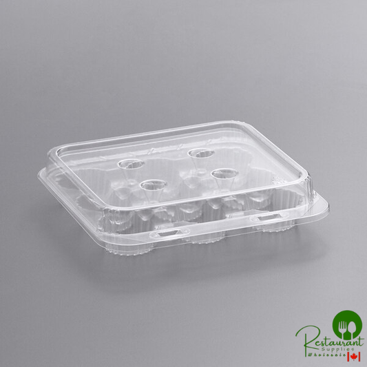 Polar Pak 02633 7 1/2" x 7 5/16" x 1 5/8" Clear PET 9-Compartment Mini Muffin / Tart Hinged Display Container - 300/Case