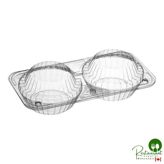 Polar Pak Clear Plastic 2-Compartment 4" Tart Hinged Container - 250/Case