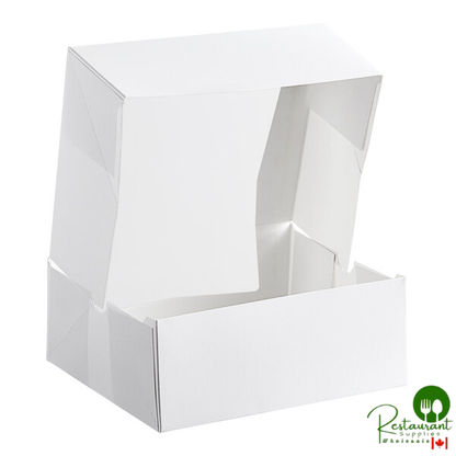 9" x 7" x 3 1/2" White Customizable Auto-Popup Window Cake / Bakery Box By Prime - 200/Case