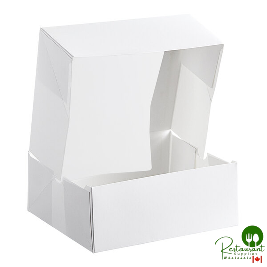 9" x 7" x 3 1/2" White Customizable Auto-Popup Window Cake / Bakery Box By Prime - 200/Case