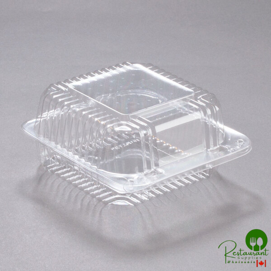 Dart PET20UT1 StayLock® 5 1/4" x 5 5/8" x 2 3/4" Clear Hinged PET Plastic 5" Square Container - 500/Case