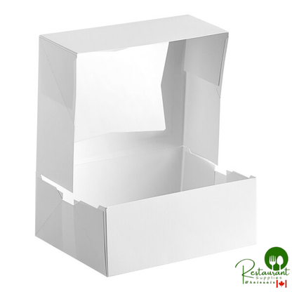 10 1/4" x 8" x 4" White Auto-Popup Window Cake / Donut / Bakery Box By Prime - 200/Case
