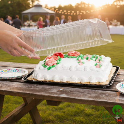 D&W Fine Pack G83-1 1/4 Size 1-2 Layer Sheet Cake Display Container with Clear Lid - 80/Case