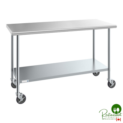 Steelton 30" x 60" 18 Gauge 430 Stainless Steel Work Table with Undershelf and Casters