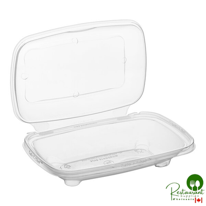 Inline Plastics Safe-T-Chef 24 oz. Tamper-Resistant, Tamper-Evident Vented Rectangular Hinged Container with Dome Lid - 136/Case