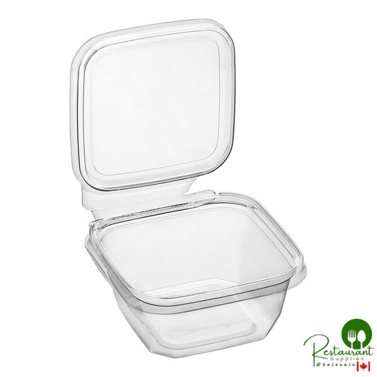Inline Plastics Safe-T-Fresh 12 oz. Tamper-Resistant, Tamper-Evident Square Hinged Container with Flat Lid - 288/Case
