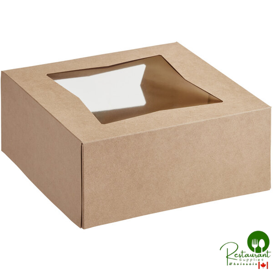 9" x 9" x 4" Kraft Auto-Popup Window Bakery Box By Prime- 150/Case
