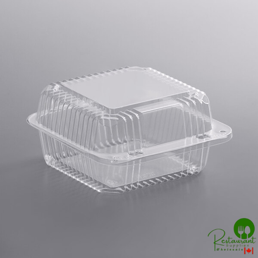 Dart C25UT1 StayLock® 6 1/8" x 6 1/2" x 3 1/4" Clear Hinged Plastic 6" Square Container - 500/Case