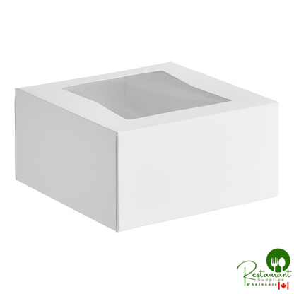 8" x 8" x 4" White Customizable Auto-Popup Window Cake / Bakery Box By Prime - 150/Case