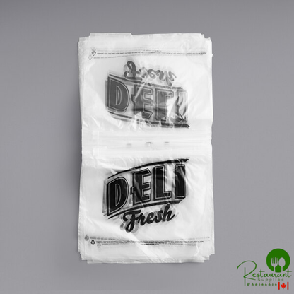 InnoPak 10" x 8" Printed "Deli Fresh" HDPE Plastic Deli Saddle Bag with Slide Seal - 1,000/Case