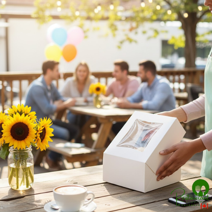 8" x 8" x 4" White Customizable Auto-Popup Window Cake / Bakery Box By Prime - 150/Case