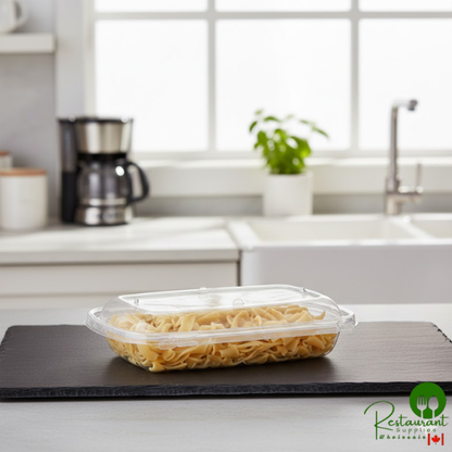 Inline Plastics Safe-T-Chef 24 oz. Tamper-Resistant, Tamper-Evident Vented Rectangular Hinged Container with Dome Lid - 136/Case