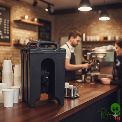 Cambro 100LCD110 Camtainer® 1.5 Gallon Black Insulated Beverage Dispenser