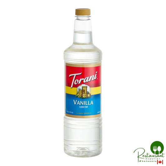 Torani Vanilla Flavoring Syrup Plastic Bottle 1 Liter - 6/Case