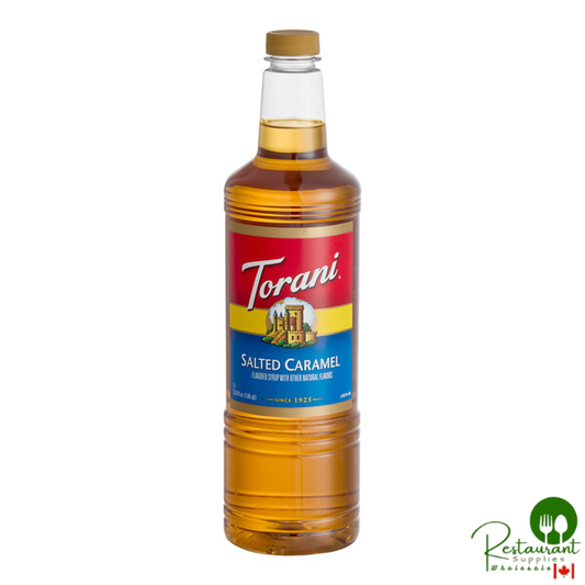 Torani Salted Caramel Flavoring Syrup Plastic Bottle 1 Liter - 6/Case