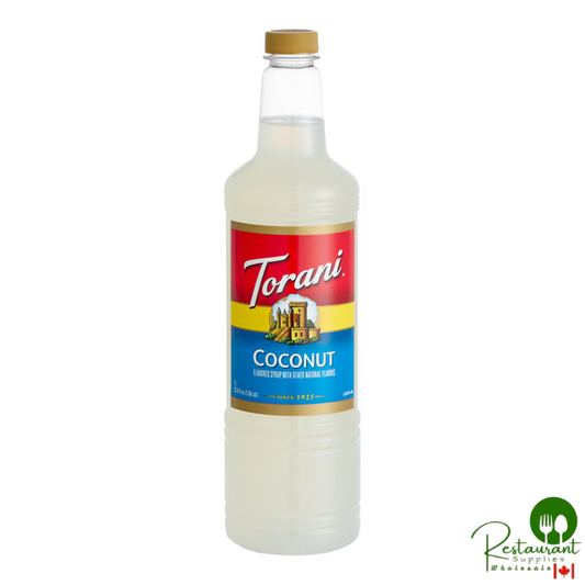 Torani Coconut Flavoring Syrup Plastic Bottle 1 Liter - 6/Case