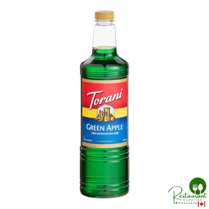 Torani Green Apple Flavoring / Fruit Syrup Plastic Bottle 1 Liter - 6/Case