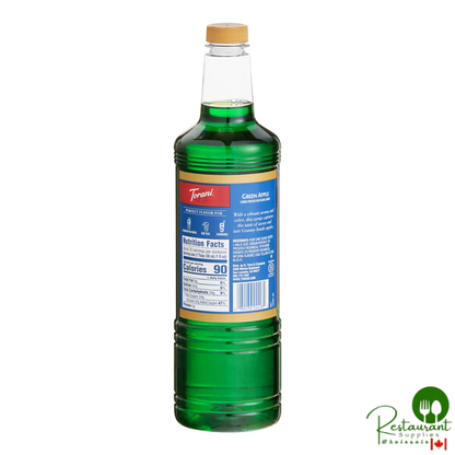 Torani Green Apple Flavoring / Fruit Syrup Plastic Bottle 1 Liter - 6/Case
