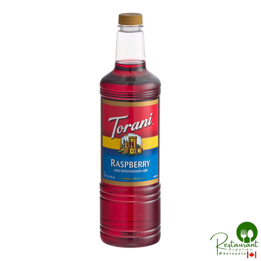 Torani Raspberry Flavoring / Fruit Syrup Plastic Bottle 1 Liter - 6/Case