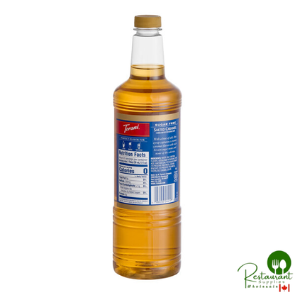 Torani Sugar-Free Salted Caramel Flavoring Syrup Plastic Bottle 1 Liter - 6/Case