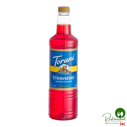 Torani Sugar-Free Strawberry Flavoring / Fruit Syrup Plastic Bottle 1 Liter - 6/Case