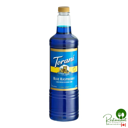 Torani Sugar-Free Blue Raspberry Flavoring / Fruit Syrup Plastic Bottle 1 Liter - 6/Case