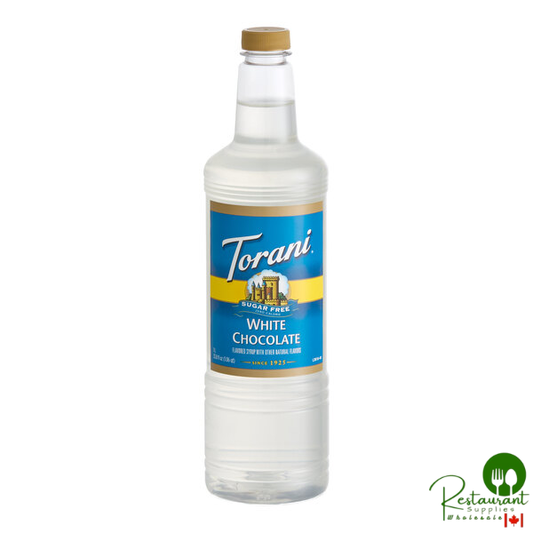 Torani Sugar-Free White Chocolate Flavoring Syrup Plastic Bottle 1 Liter - 6/Case