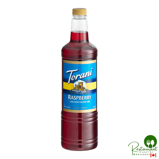 Torani Sugar-Free Raspberry Flavoring / Fruit Syrup Plastic Bottle 1 Liter - 6/Case