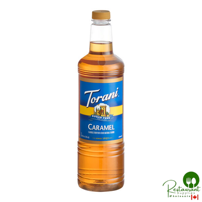 Torani Sugar-Free Caramel Flavoring Syrup Plastic Bottle 1 Liter - 6/Case