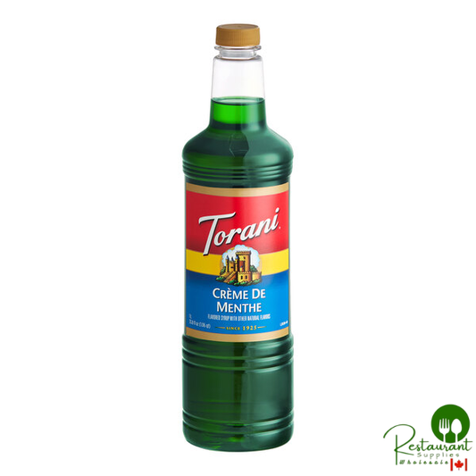 Torani Creme de Menthe Flavoring Syrup Plastic Bottle 1 Liter - 6/Case
