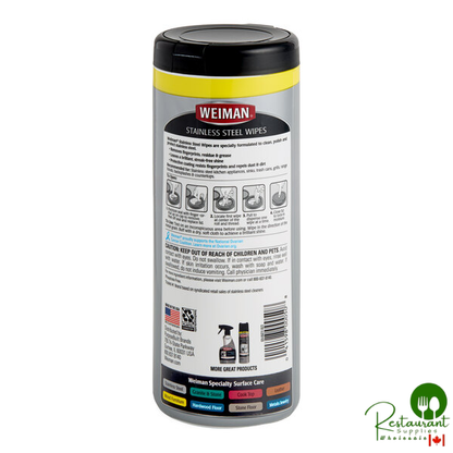 Weiman W92 30 ct. Stainless Steel Cleaning & Polishing Wipes - 4/Case