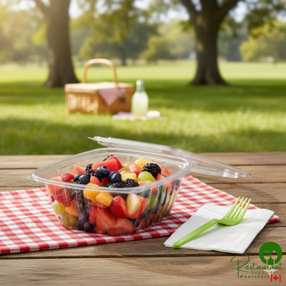 Eco-Products EP-RC32 32 oz. PLA Plastic Compostable Rectangular Deli Container and Lid - 200/Case