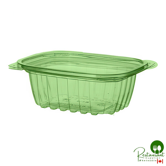 Eco-Products Veridian 12 oz. Compostable Rectangular Green PLA Plastic Deli Container with Flat Lid - 300/Case