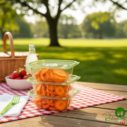 Eco-Products Veridian 12 oz. Compostable Rectangular Green PLA Plastic Deli Container with Flat Lid - 300/Case