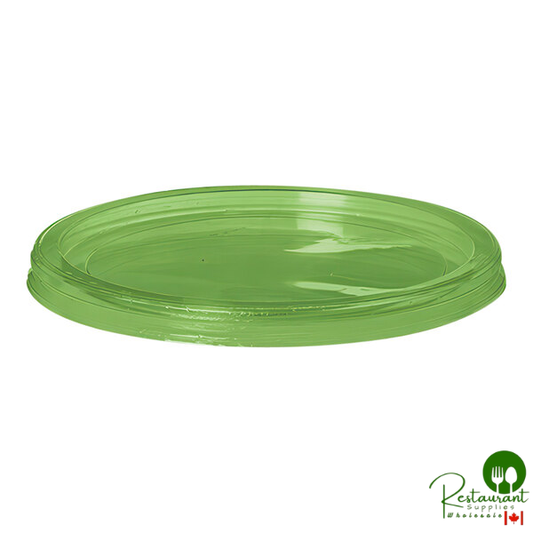 Veridian Compostable Round Green PLA Plastic Flat Lid for 8-16 oz. Deli Containers - 500/Case