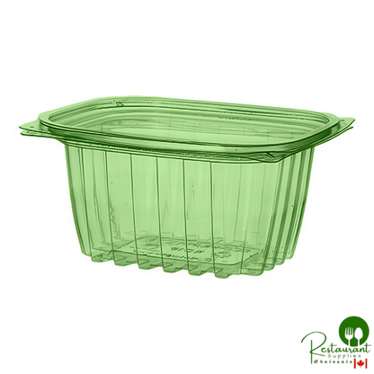 Eco-Products Veridian 16 oz. Compostable Rectangular Green PLA Plastic Deli Container with Flat Lid - 300/Case