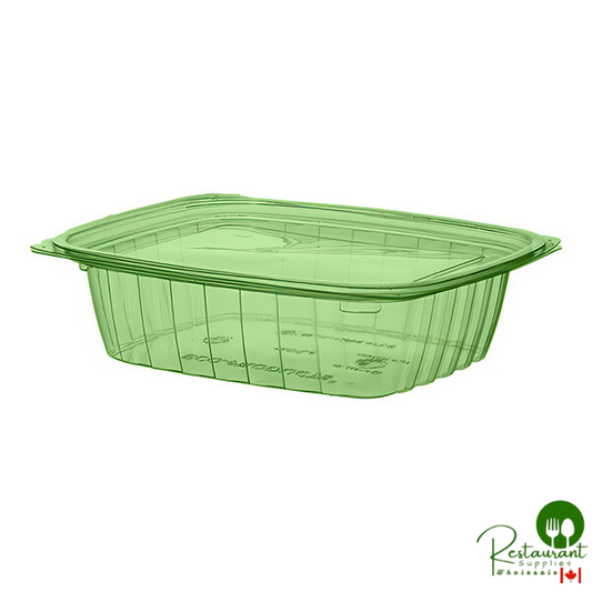 Veridian 24 oz. Compostable Rectangular Green PLA Plastic Deli Container with Flat Lid - 200/Case