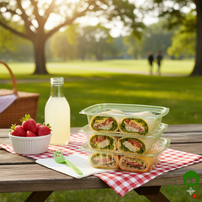 Veridian 24 oz. Compostable Rectangular Green PLA Plastic Deli Container with Flat Lid - 200/Case