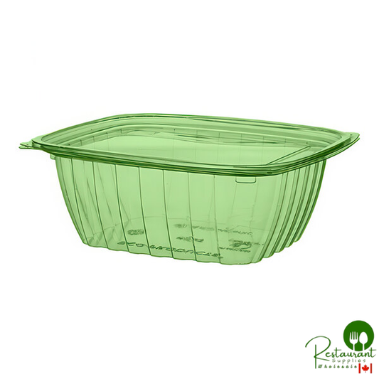 Veridian 32 oz. Compostable Rectangular Green PLA Plastic Deli Container with Flat Lid - 200/Case