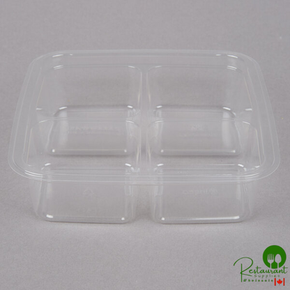 Fabri-Kal GS6-4S Greenware 16.7 oz. Shallow 4-Compartment Clear PLA Plastic Compostable Container - 300/Case