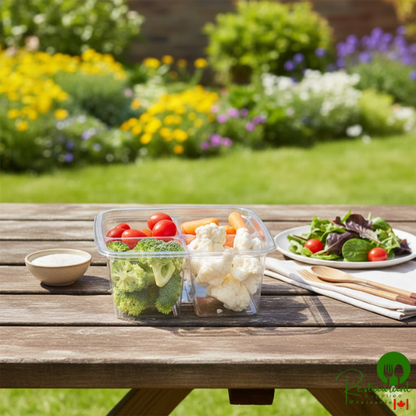 Fabri-Kal GS6-4 Greenware 4-Compartment Clear PLA Plastic Compostable Container - 300/Case