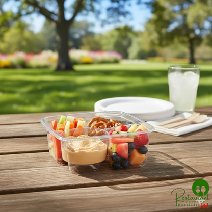 Fabri-Kal GS6-3W Greenware 3-Compartment Clear PLA Compostable Container - 300/Case