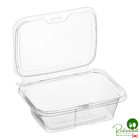 Inline Plastics Safe-T-Fresh 24 oz. Tamper-Resistant, Tamper-Evident Rectangular Hinged Container with Flat Lid - 200/Case