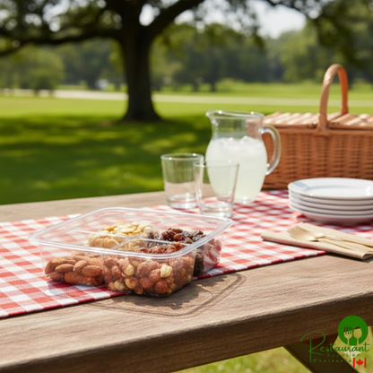 Inline Plastics Safe-T-Fresh 24 oz. Tamper-Resistant, Tamper-Evident Rectangular Hinged Container with Flat Lid - 200/Case