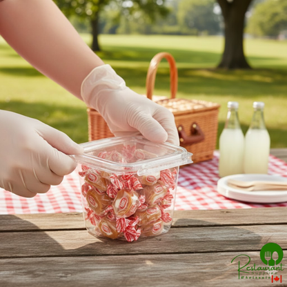 Inline Plastics Safe-T-Fresh 24 oz. Tamper-Resistant, Tamper-Evident Square Hinged Container with Flat Lid - 264/Case