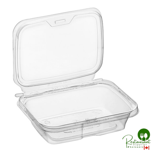 Inline Plastics Safe-T-Fresh 20 oz. Tamper-Resistant, Tamper-Evident Rectangular Hinged Container with Flat Lid - 200/Case