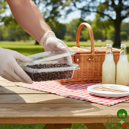 Inline Plastics Safe-T-Fresh 20 oz. Tamper-Resistant, Tamper-Evident Rectangular Hinged Container with Flat Lid - 200/Case