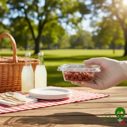 Inline Plastics Safe-T-Fresh 8 oz. Tamper-Resistant, Tamper-Evident Rectangular Hinged Container with Flat Lid - 240/Case