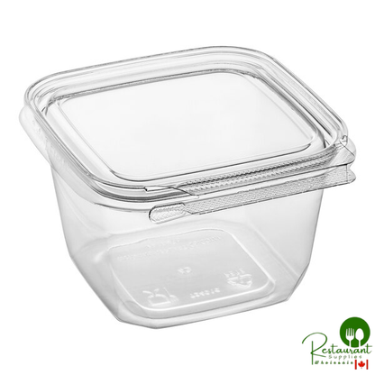 Inline Plastics Safe-T-Fresh 16 oz. Tamper-Resistant, Tamper-Evident Square Hinged Container with Flat Lid - 276/Case