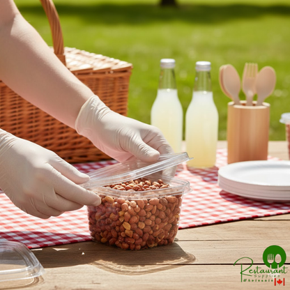 Inline Plastics Safe-T-Fresh 16 oz. Tamper-Resistant, Tamper-Evident Square Hinged Container with Flat Lid - 276/Case